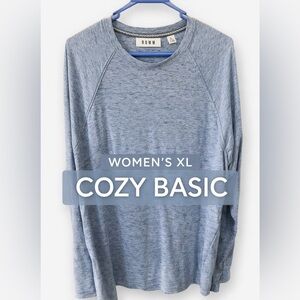 ROWM Women’s XL Blue Heather Long Sleeve Raglan Top Casual Lightweight Tee